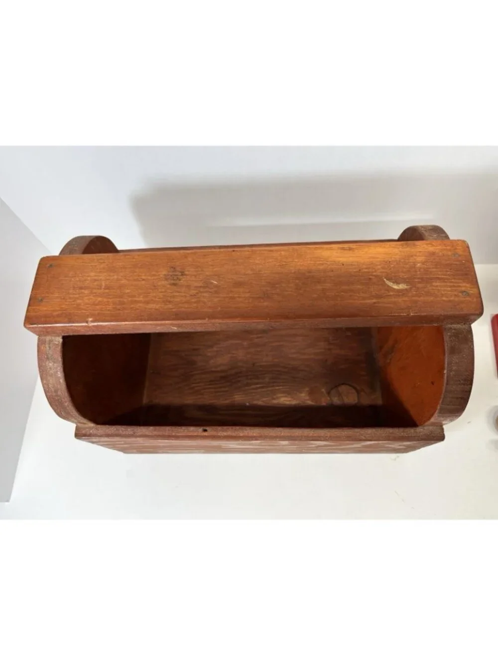 Vintage Wood Shoeshine Tool Box Storage Caddy Handle Handmade Primitive